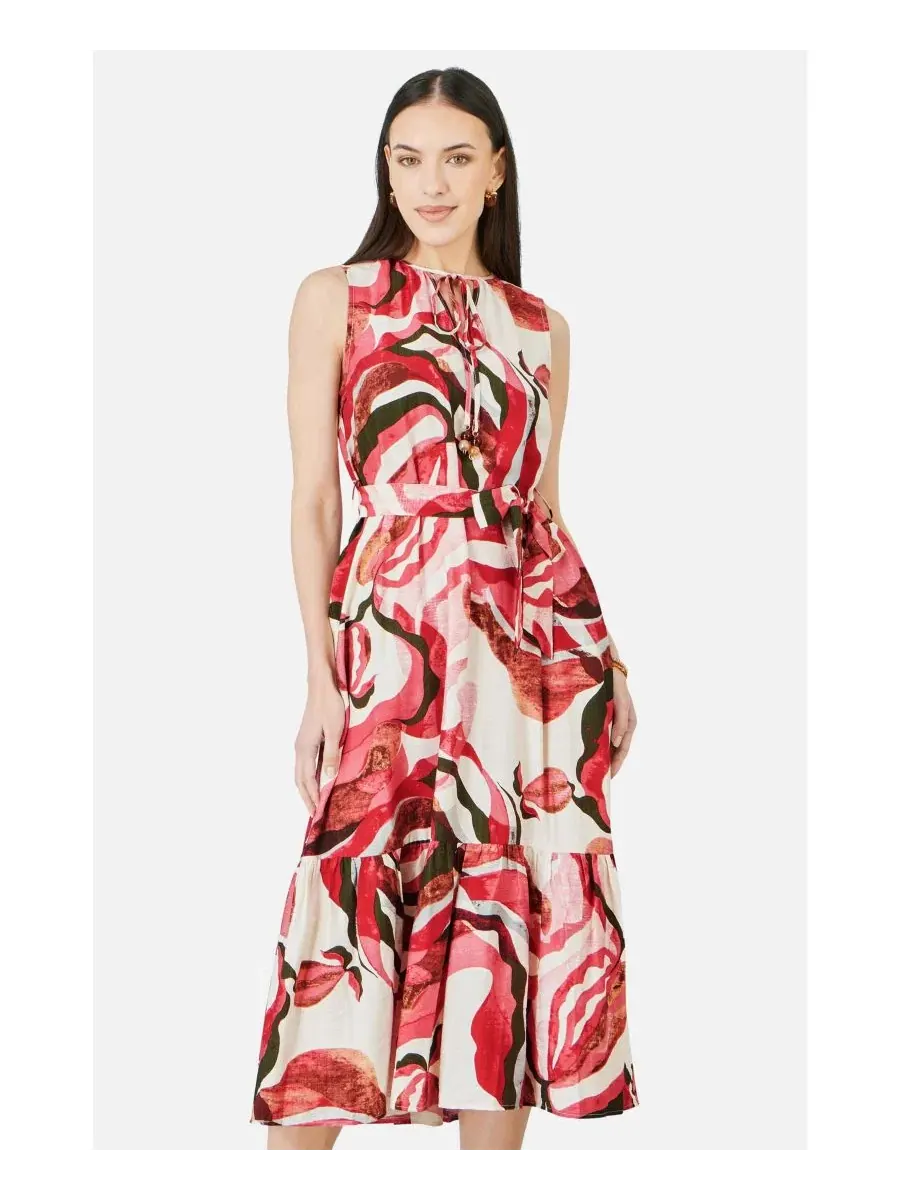 Женское платье-миди с принтом Swirl Print Yumi — изображение 7 из 8, розовый