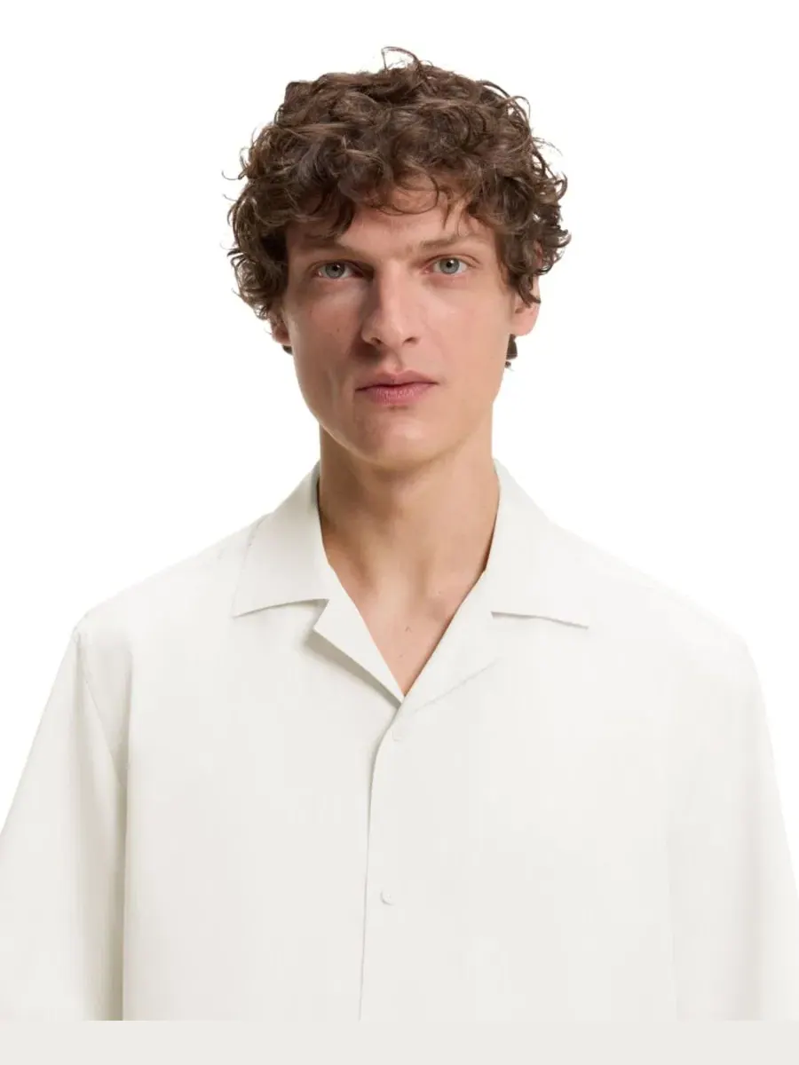 Мужская расслабленная рубашка с коротким рукавом и воротником-кэмп BOSS BY BECKHAM Hugo Boss — изображение 5 из 5, бежевый