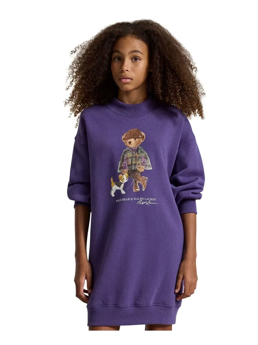 Платье-свитшот из флиса с принтом Polo Bear Polo Ralph Lauren — изображение 3 из 6, фиолетовый