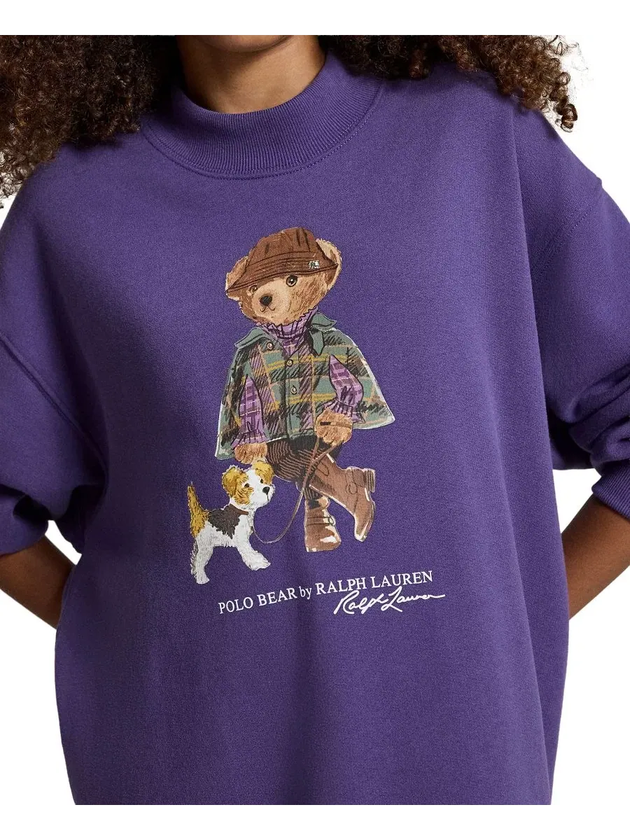 Платье-свитшот из флиса с принтом Polo Bear Polo Ralph Lauren — изображение 4 из 6, фиолетовый