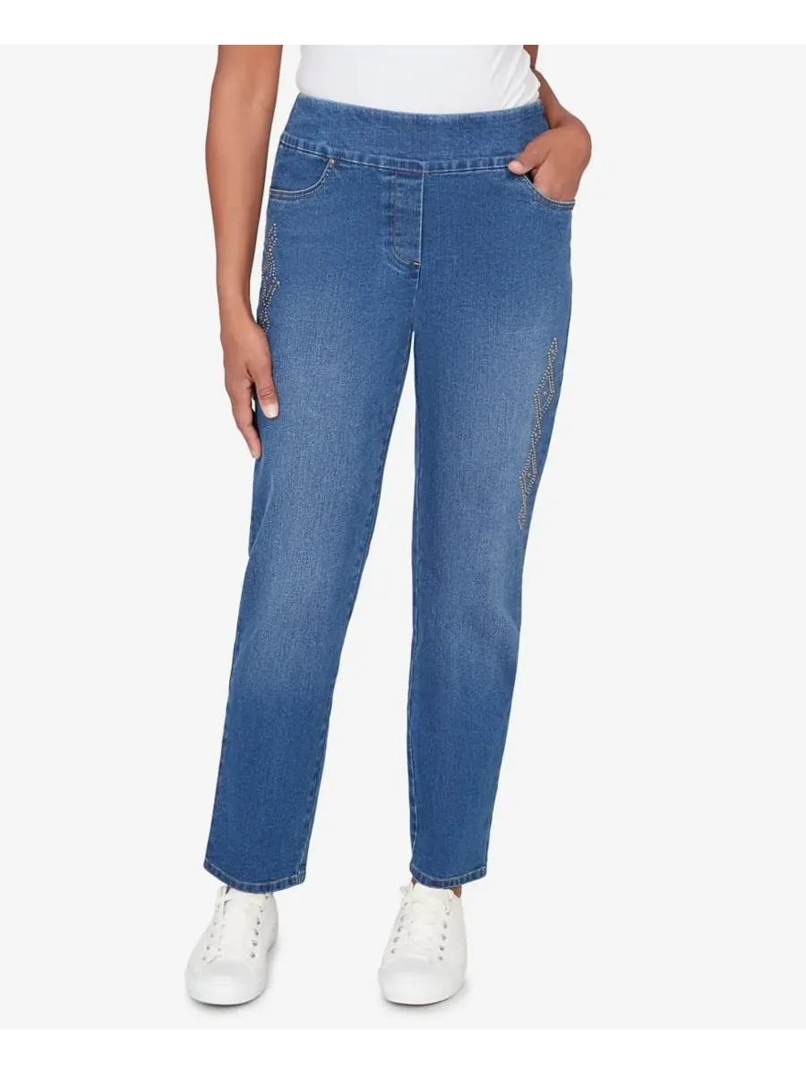 Женские джинсы Austin Geometric Heat Set Super Stretch Denim укороченной длины Alfred Dunner