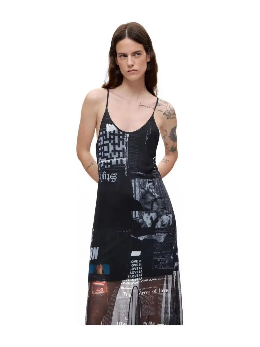 Платье-миди с принтом, модель Printed Strappy Desigual — изображение 1 из 4, белый