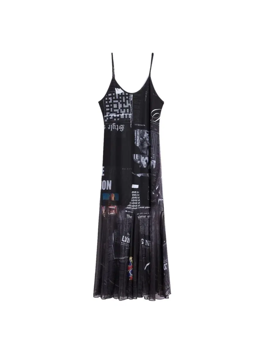 Платье-миди с принтом, модель Printed Strappy Desigual — изображение 3 из 4, белый