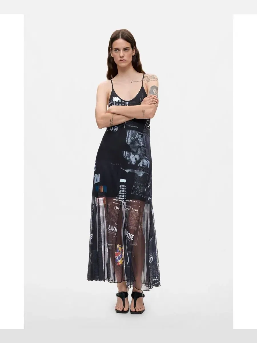 Платье-миди с принтом, модель Printed Strappy Desigual — изображение 4 из 4, белый
