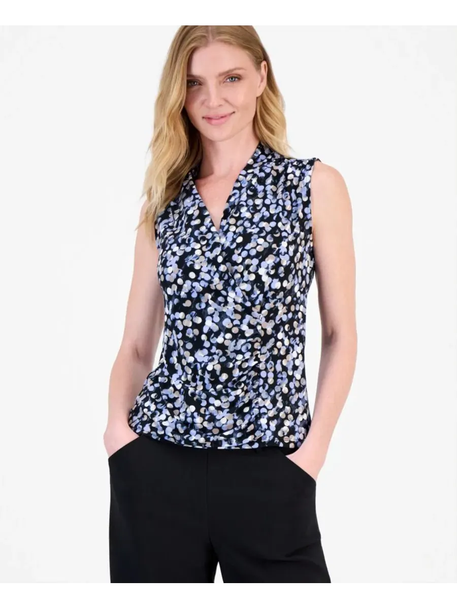 Топ без рукавов с запахом и принтом Anne Klein