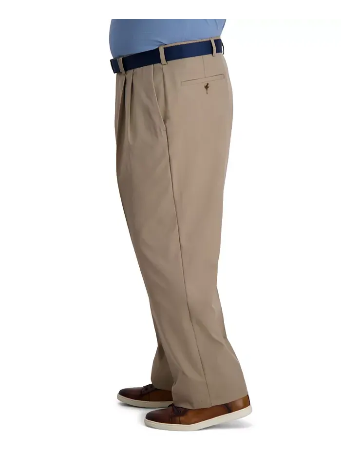 Брюки Big & Tall Cool Right Performance Flex Classic Fit с защипами Haggar — изображение 3 из 7, бежевый