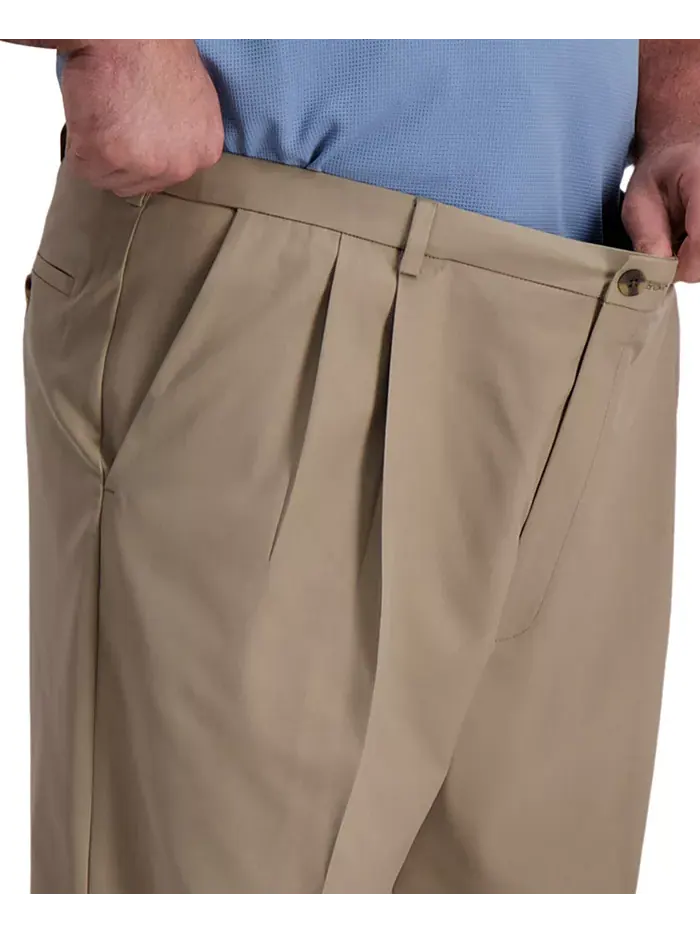 Брюки Big & Tall Cool Right Performance Flex Classic Fit с защипами Haggar — изображение 4 из 7, бежевый