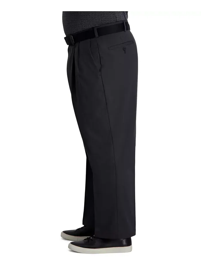 Брюки Big & Tall Cool Right Performance Flex Classic Fit с защипами Haggar — изображение 3 из 7, темный серый