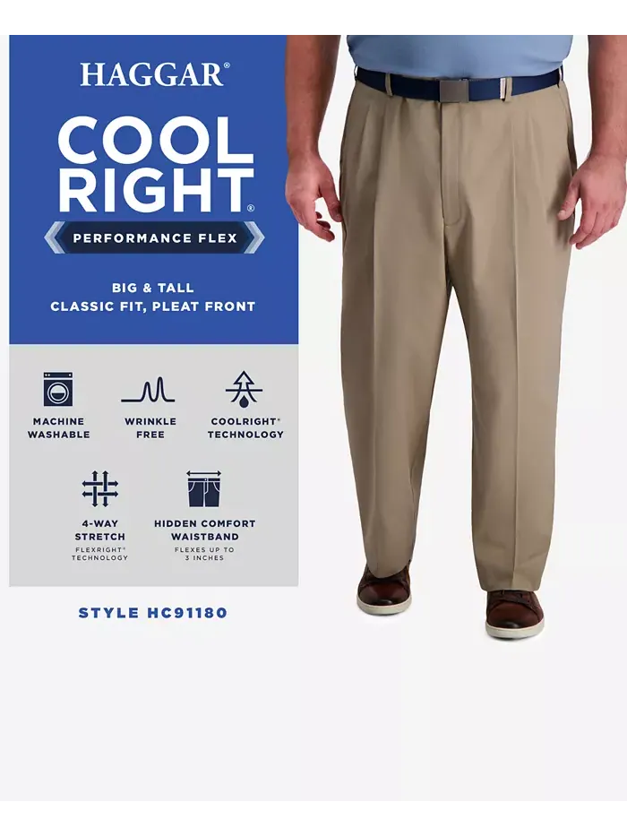 Брюки Big & Tall Cool Right Performance Flex Classic Fit с защипами Haggar — изображение 5 из 7, темный серый