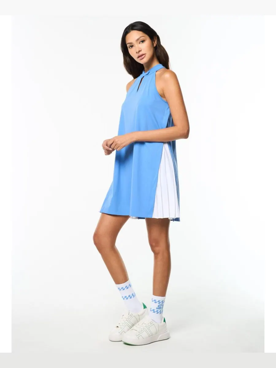 Женское платье с воротником-халтером из ткани агата Sergio Tacchini — изображение 3 из 9, ультрамарин