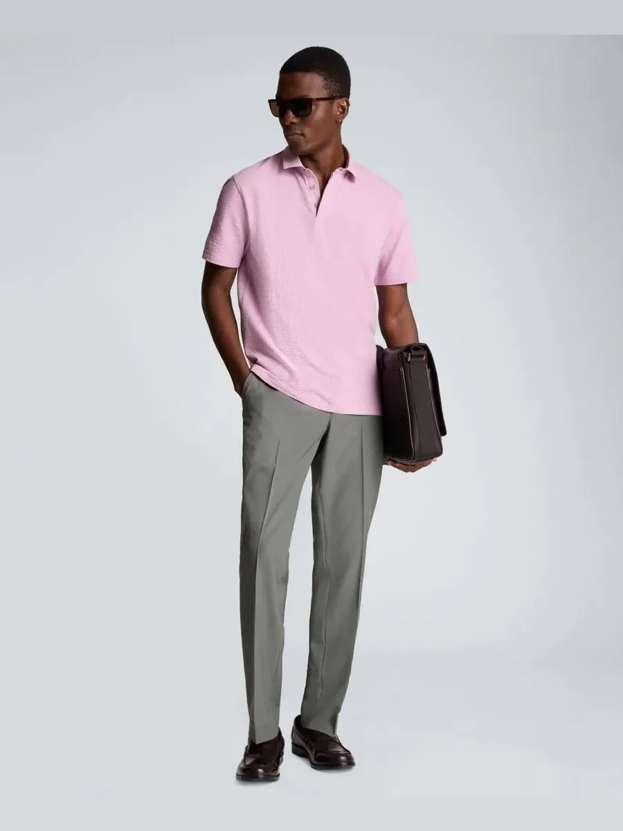 Мужская классическая рубашка-поло из жатой ткани Kenneth Cole — изображение 3 из 6, сиреневый