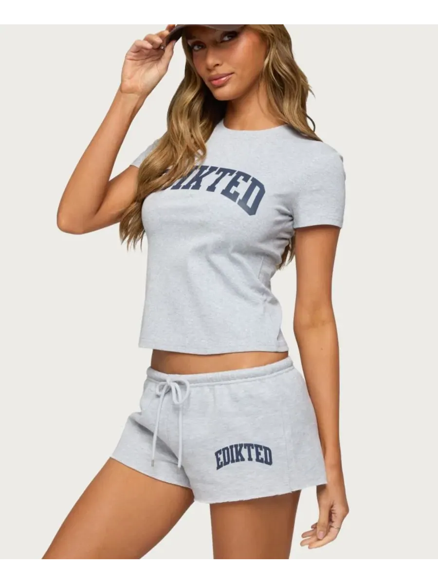 Футболка с принтом Sporty Babe Edikted — изображение 5 из 5, серый