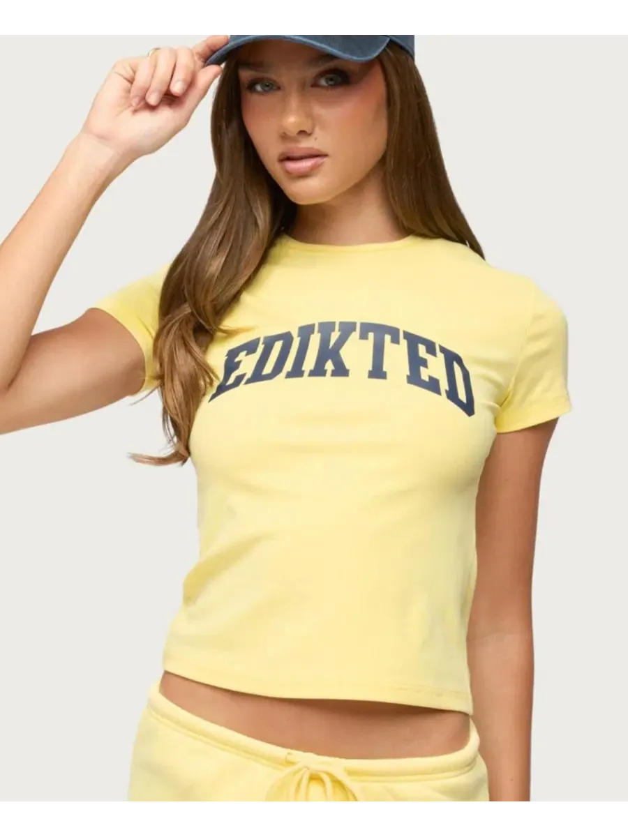 Футболка с принтом Sporty Babe Edikted — изображение 1 из 5, желтый