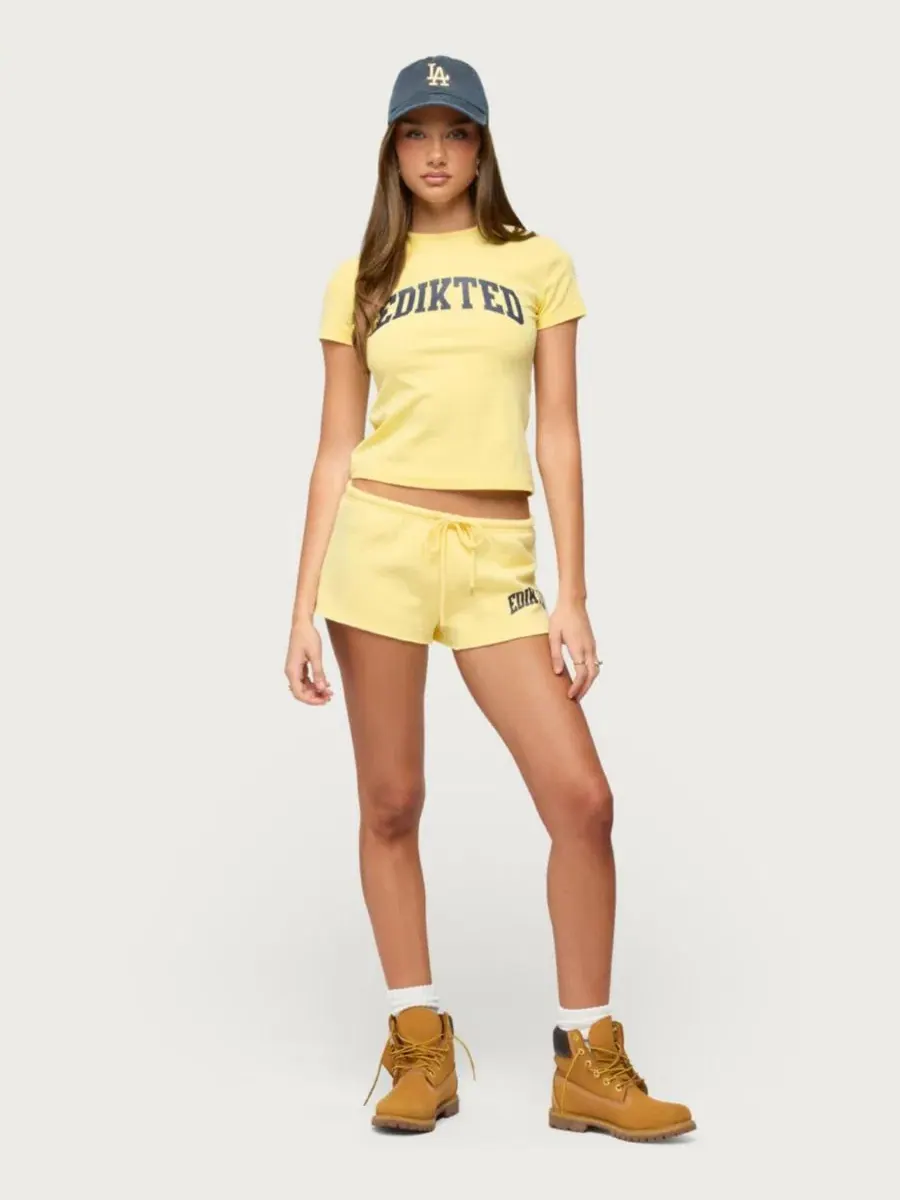 Футболка с принтом Sporty Babe Edikted — изображение 3 из 5, желтый