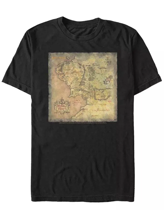 Футболка мужская с коротким рукавом Lord of The Rings 1 Lord of The Rings Map Fifth Sun — изображение 1 из 1, черный