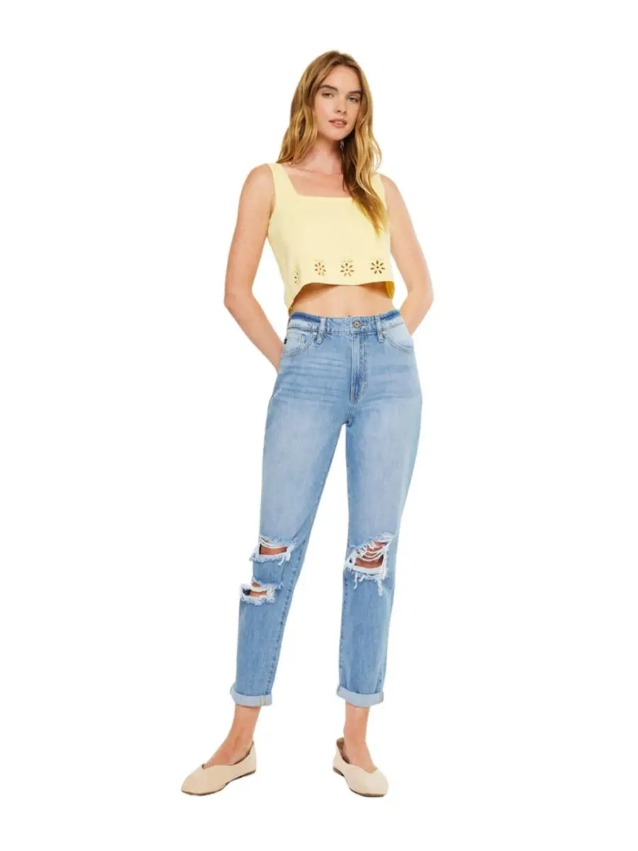 Женские джинсы Bridget Ultra High Rise Mom Jeans Kancan — изображение 4 из 7, светлая стирка
