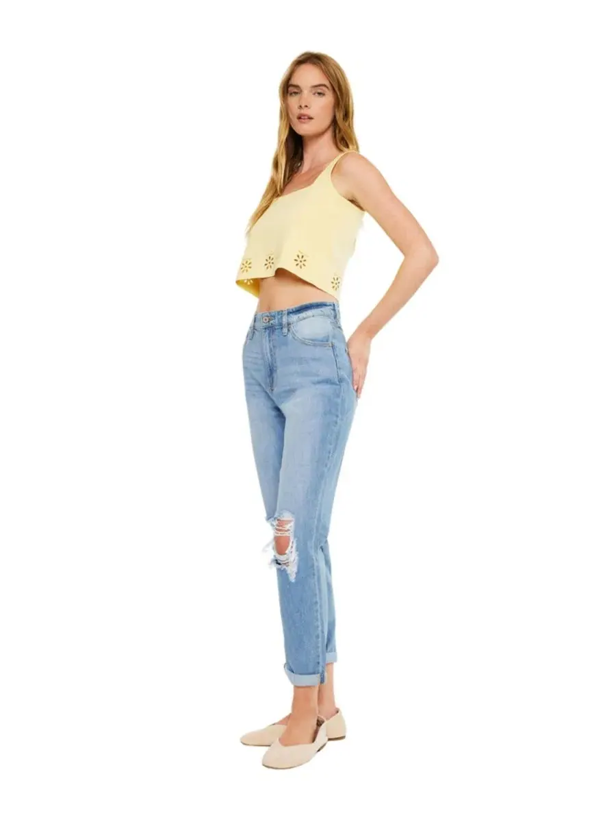 Женские джинсы Bridget Ultra High Rise Mom Jeans Kancan — изображение 5 из 7, светлая стирка