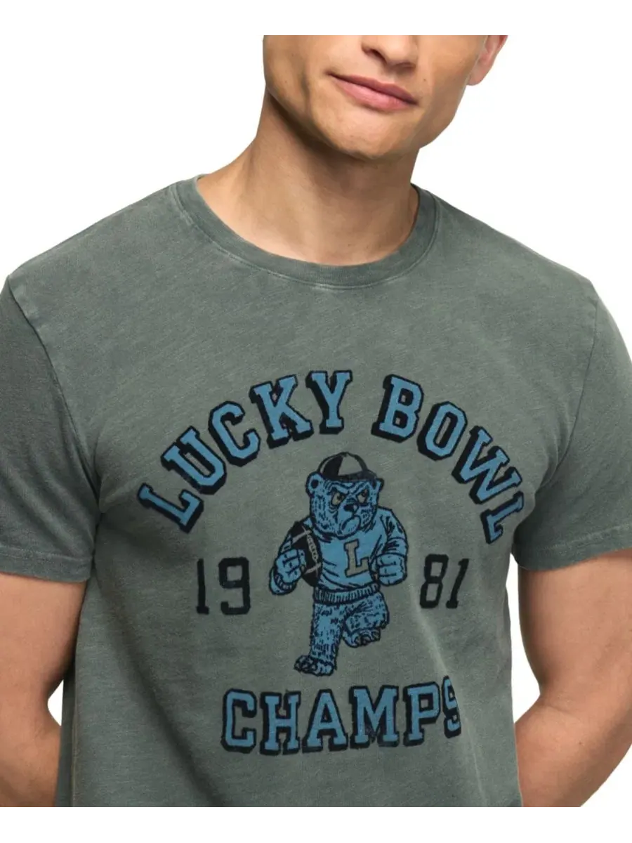 Футболка с графическим принтом Lucky Bowl Champs Lucky Brand — изображение 3 из 4, оливковый