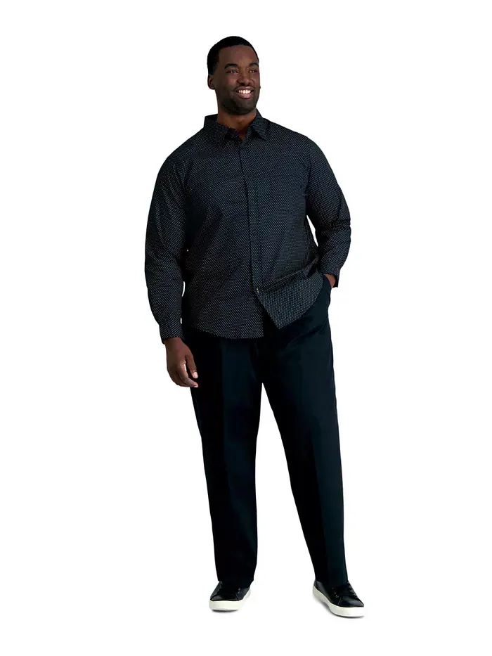 Мужские брюки классического кроя Big & Tall Premium No Iron Khaki со складками, скрытой эластичной