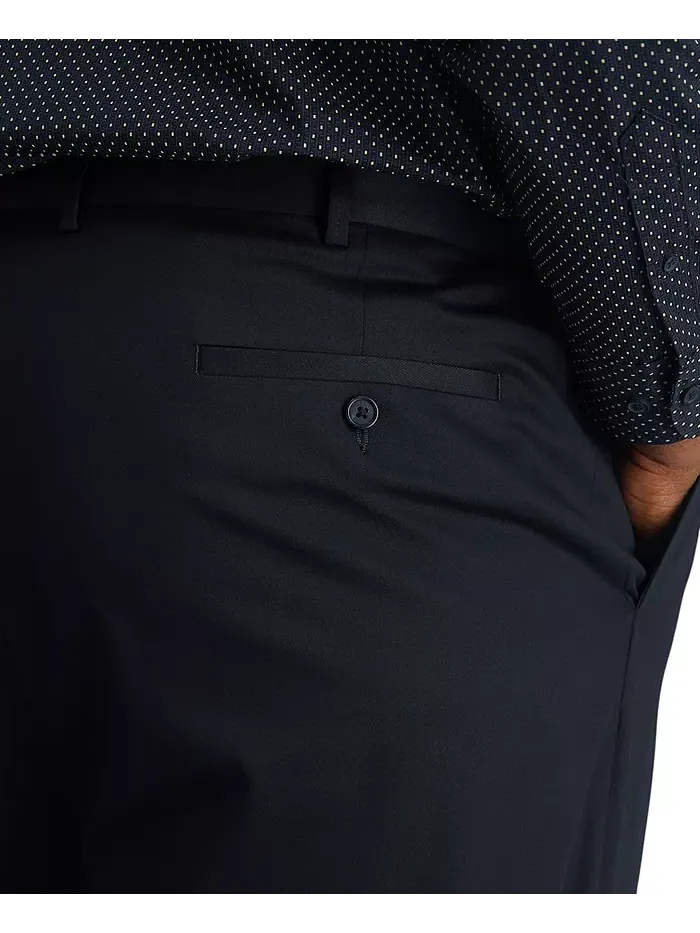 Мужские брюки классического кроя Big & Tall Premium No Iron Khaki со складками, скрытой эластичной — 5