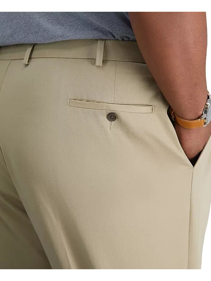 Мужские брюки классического кроя Big & Tall Premium No Iron Khaki со складками, скрытой эластичной — 5