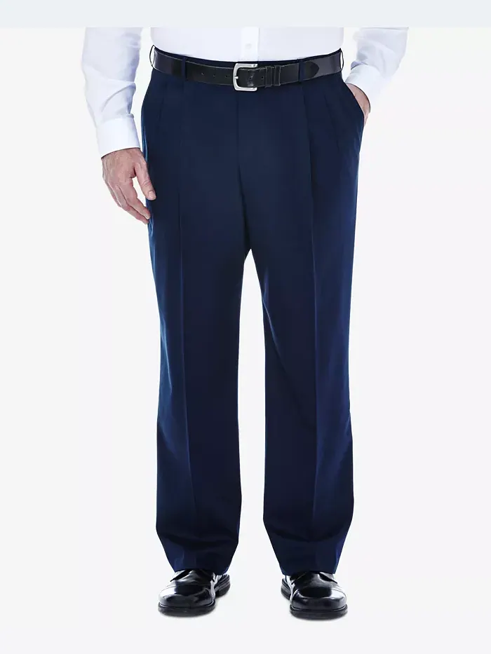 Мужские брюки классического кроя Big & Tall Premium No Iron Khaki со складками, скрытой эластичной