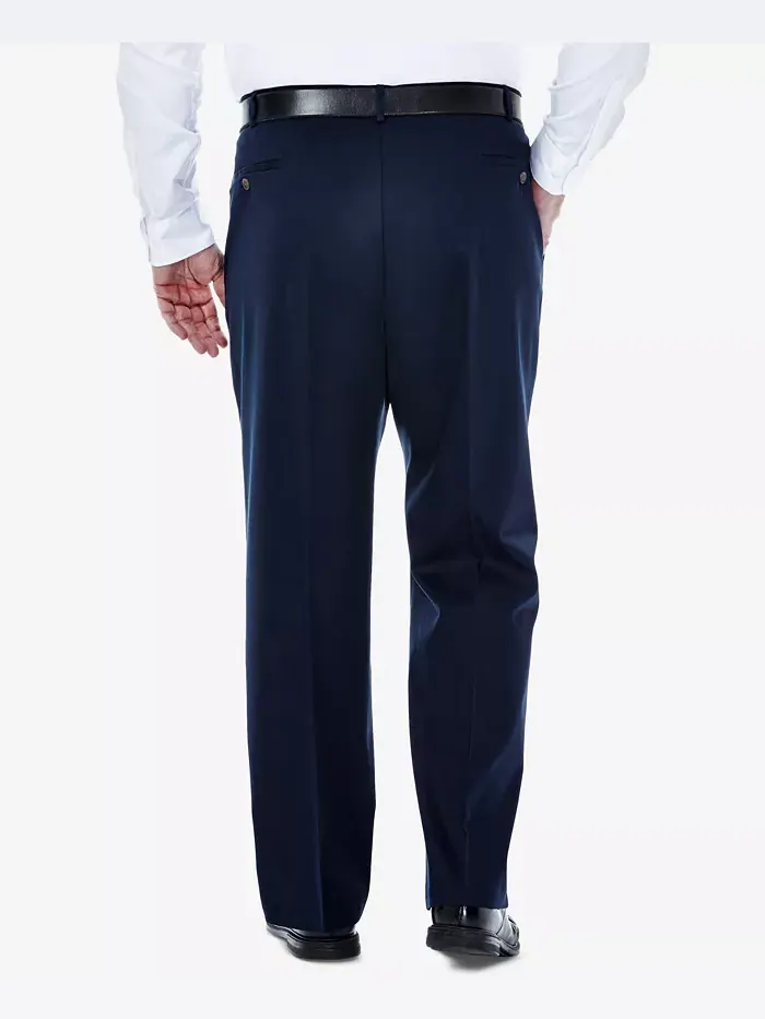 Мужские брюки классического кроя Big & Tall Premium No Iron Khaki со складками, скрытой эластичной — 2