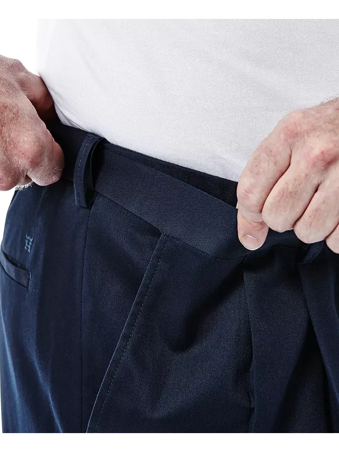 Мужские брюки классического кроя Big & Tall Premium No Iron Khaki со складками, скрытой эластичной — 4