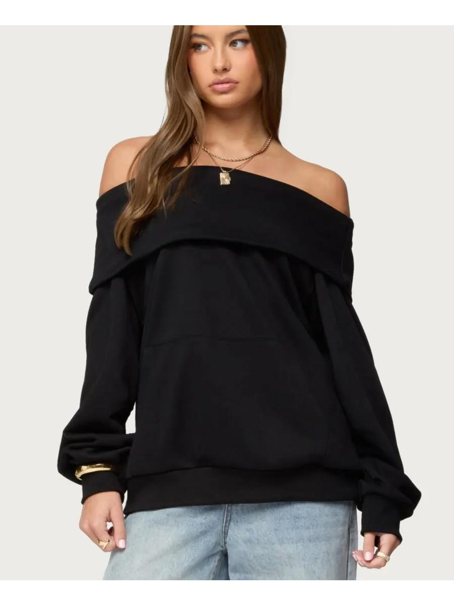 Женская толстовка Ashlee Oversized Foldover Edikted — изображение 1 из 5, черный
