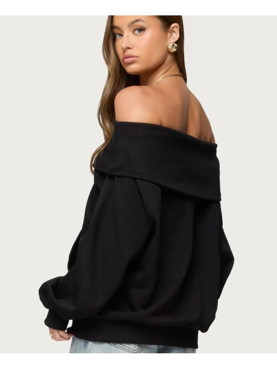 Женская толстовка Ashlee Oversized Foldover Edikted — изображение 2 из 5, черный
