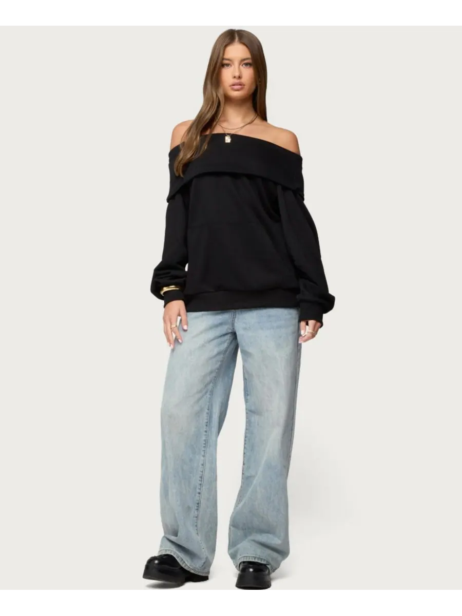 Женская толстовка Ashlee Oversized Foldover Edikted — изображение 3 из 5, черный