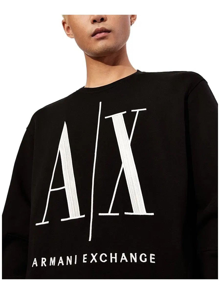 Мужская толстовка с логотипом Icon A|X Armani Exchange — изображение 1 из 6, черный