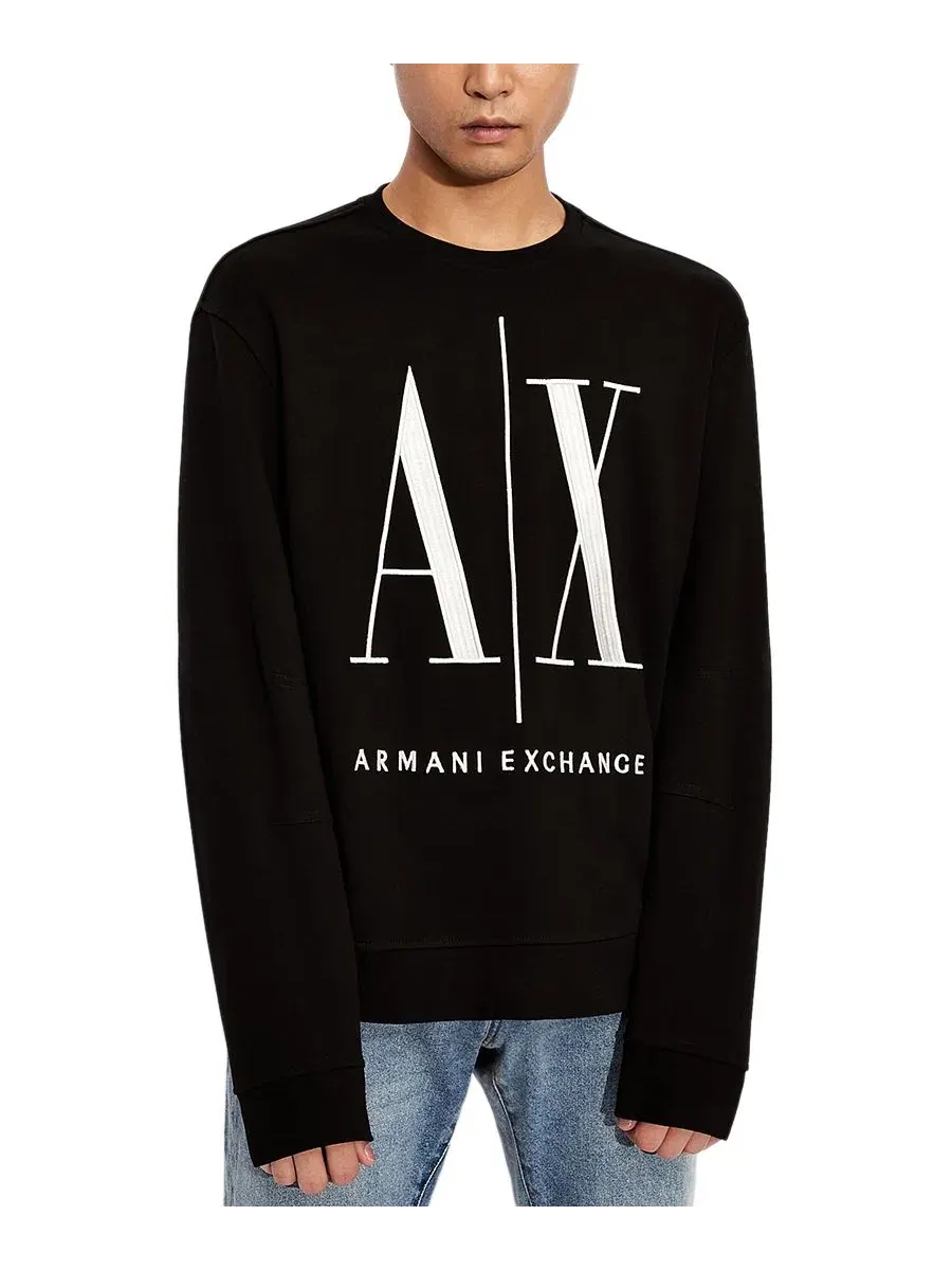 Мужская толстовка с логотипом Icon A|X Armani Exchange — изображение 3 из 6, черный