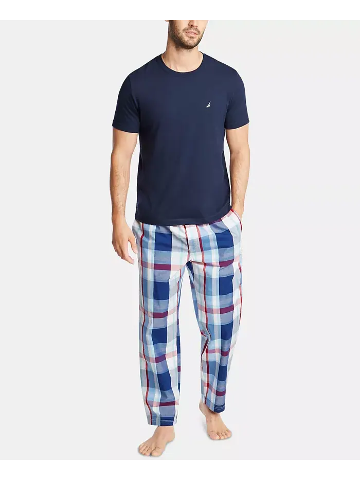 Мужские пижамные брюки из хлопка в клетку Nautica — изображение 4 из 4, синий