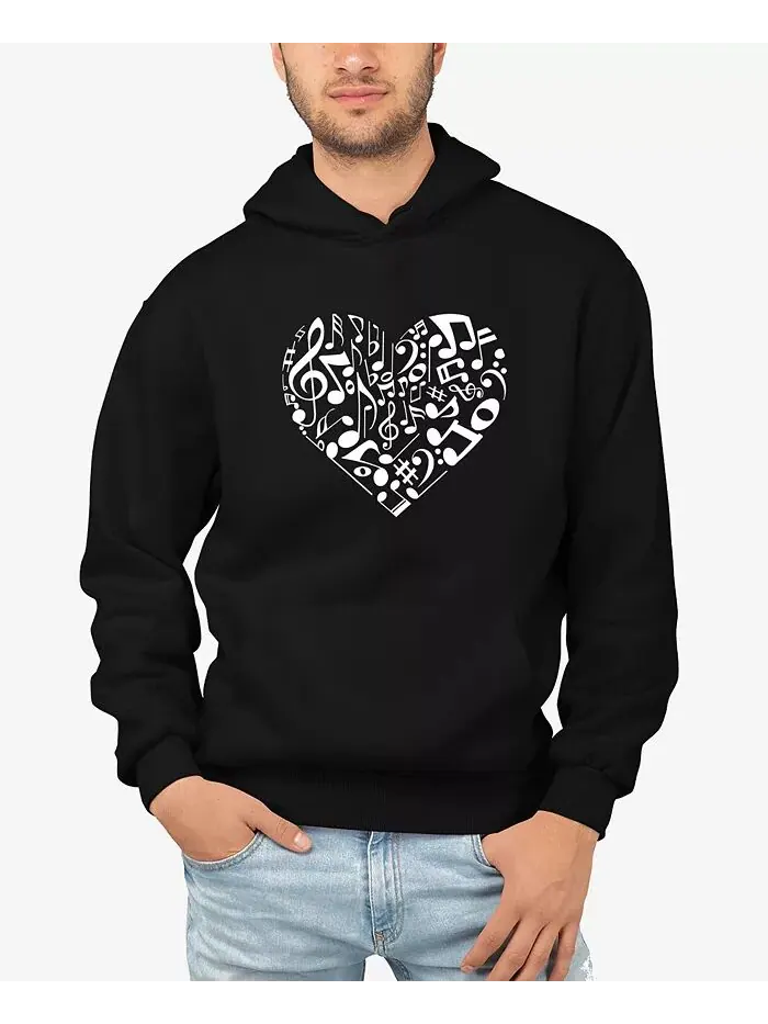 Мужская толстовка с капюшоном Word Art Heart Notes LA Pop Art — изображение 1 из 3, черный