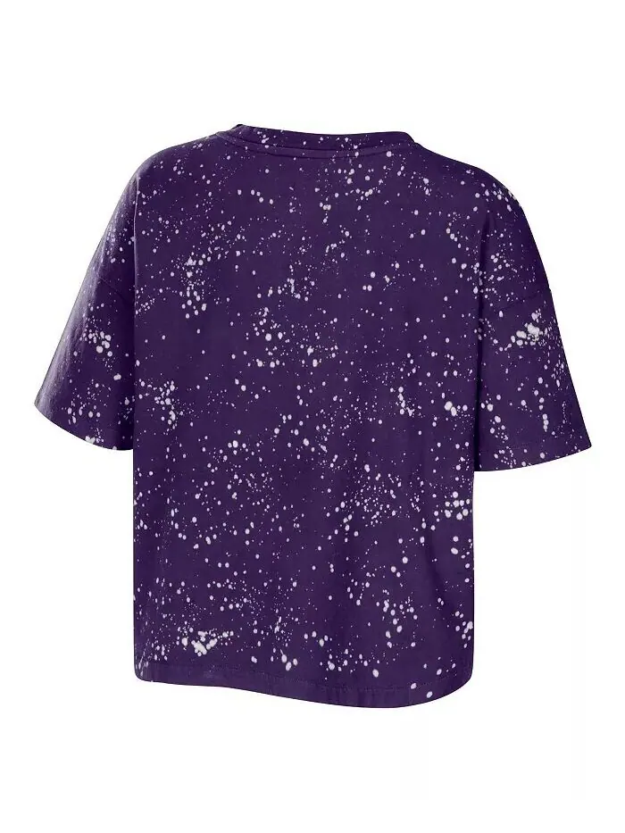 Женская фиолетовая футболка Washington Huskies Bleach Wash Splatter с вырезом-надрезом WEAR by Erin — изображение 2 из 3