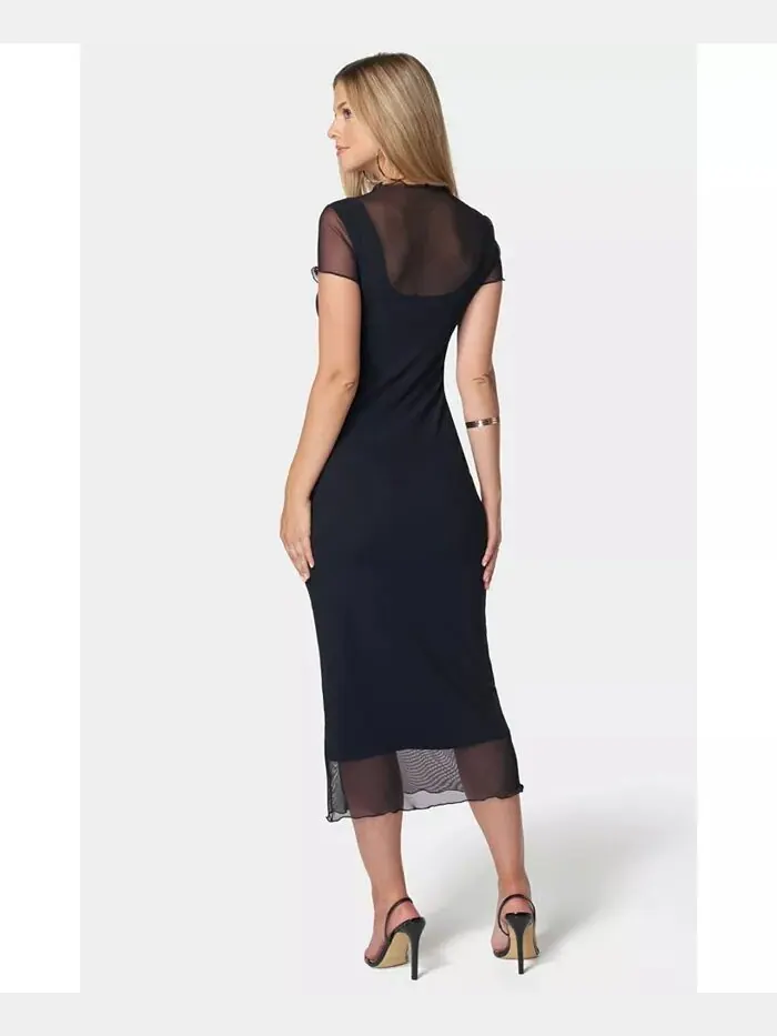 Женское сетчатое платье-футболка Bebe — изображение 2 из 4, черный