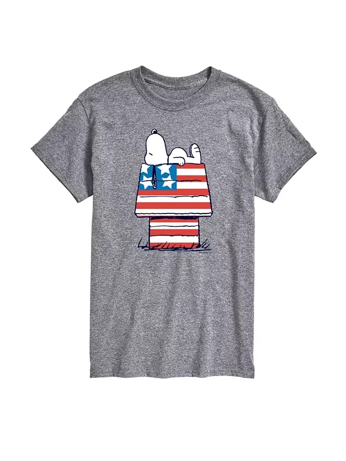 Мужская футболка с коротким рукавом Peanuts Snoopy Flag House AIRWAVES — изображение 1 из 3, серый