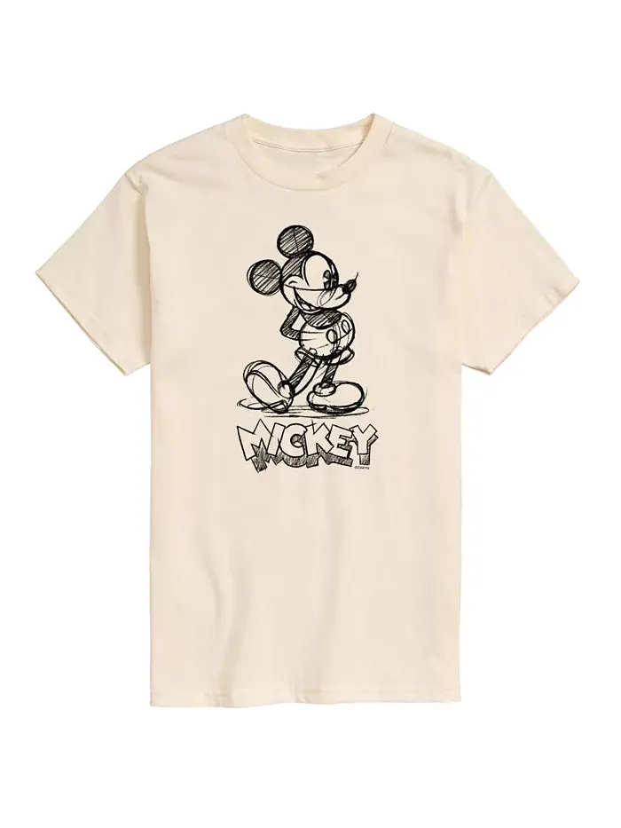Мужская футболка с коротким рукавом Disney Mickey Sketch Graphic AIRWAVES — изображение 1 из 3, бежевый хаки