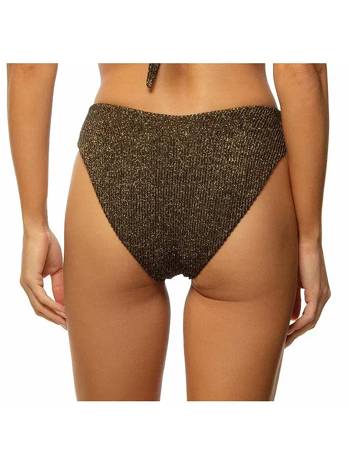 Женские классические плавки бикини с V-образным вырезом и люрексом Guria Beachwear — изображение 2 из 3, черный