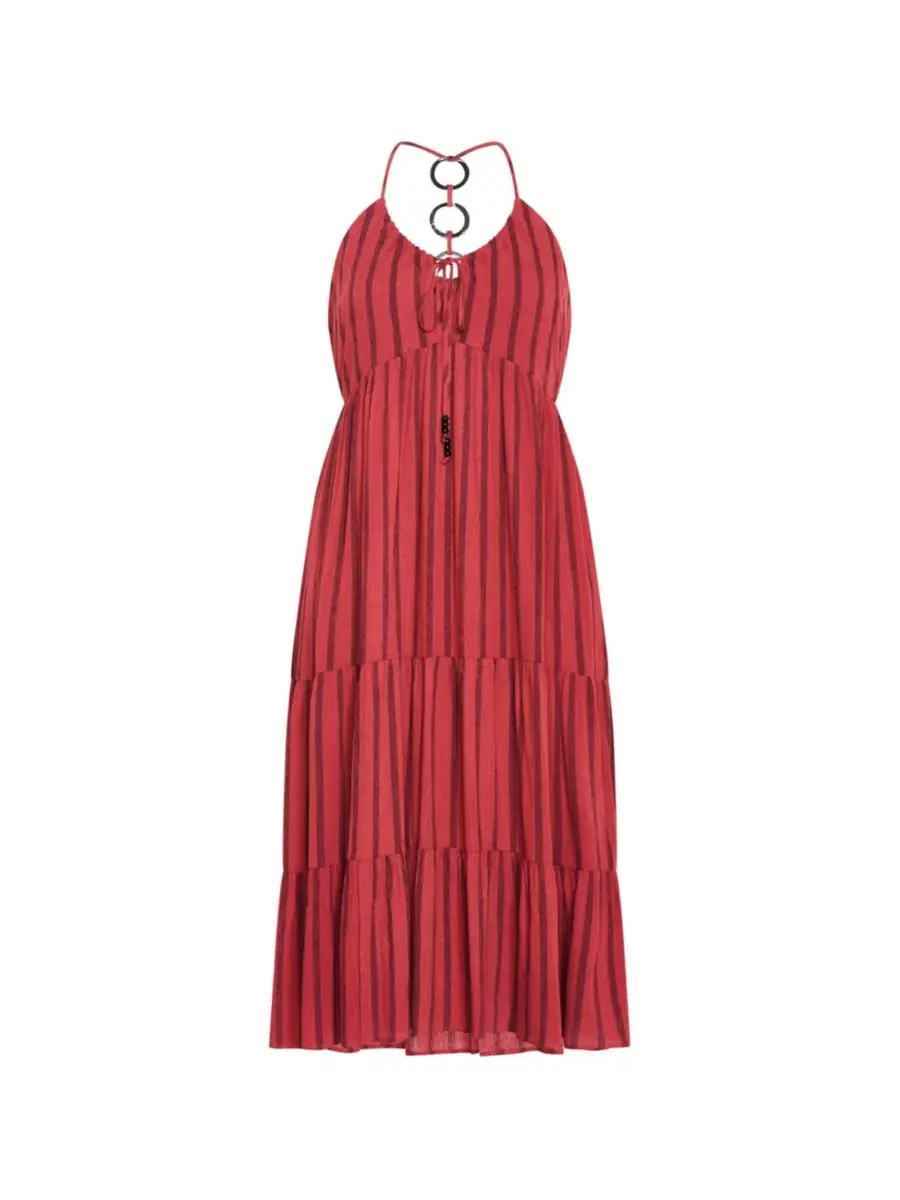 Платье миди с завязками Caribbean Halter CITY CHIC — изображение 3 из 4, ржавый серый узор