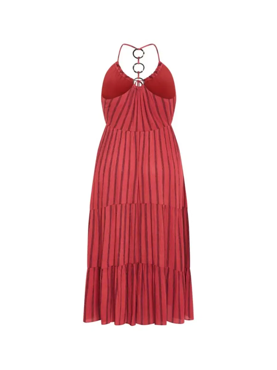 Платье миди с завязками Caribbean Halter CITY CHIC — изображение 4 из 4, ржавый серый узор