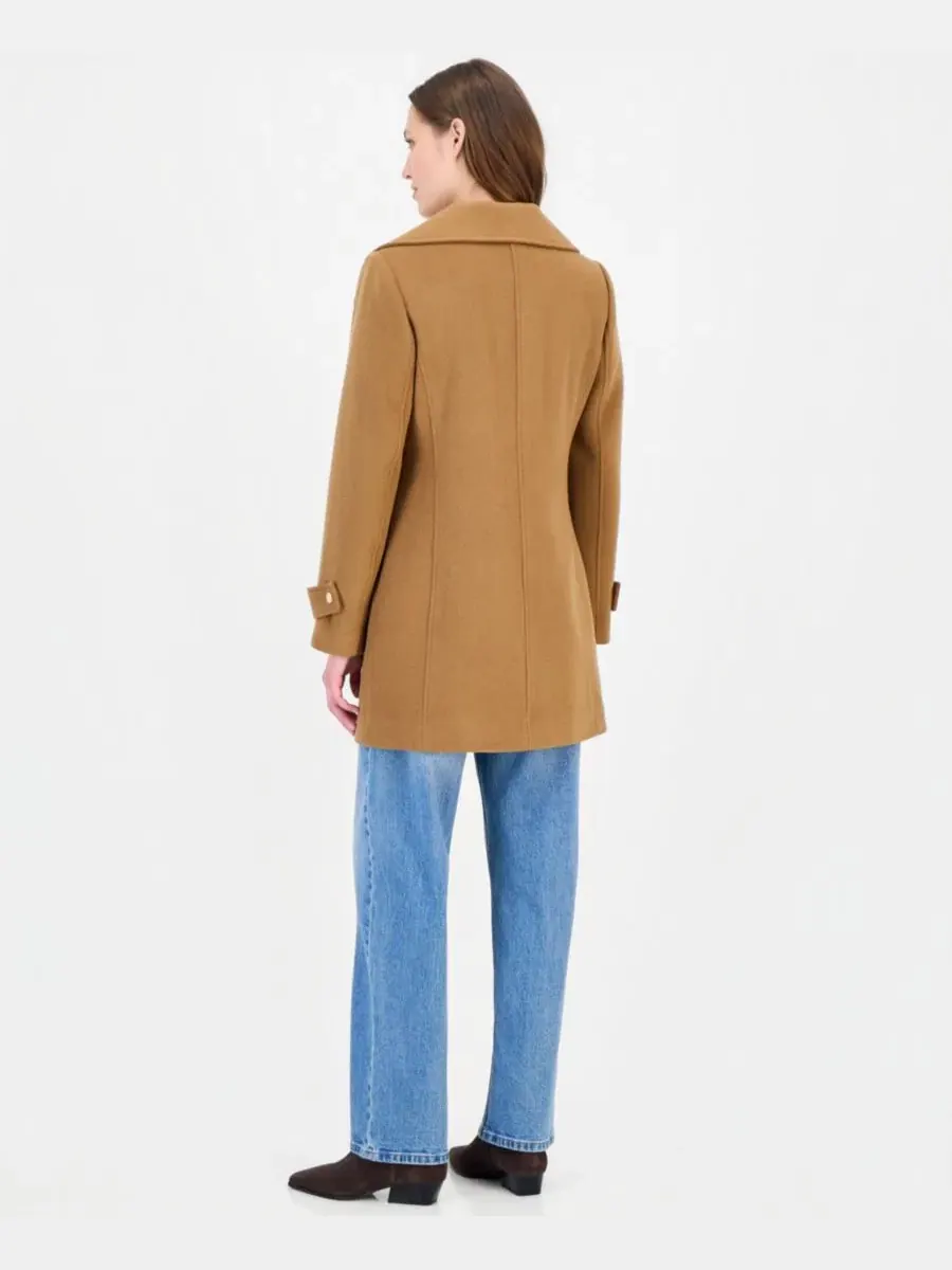 Пальто из шерстяной смеси с капюшоном Michael Kors Petite Wool-Blend Zip-Front Coat, Dk Camel — изображение 5 из 5