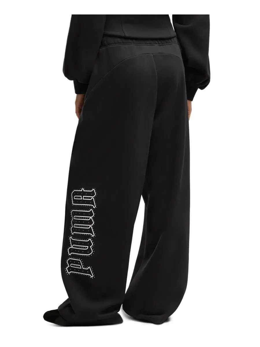 Широкие спортивные брюки из футера с принтом Street Glam Puma Puma Black — изображение 3 из 3, черный