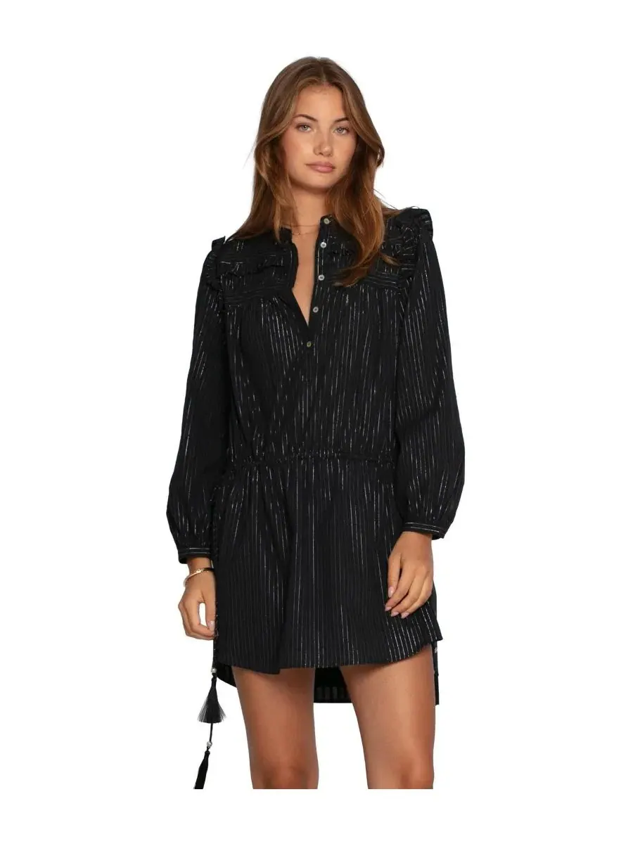 Платье мини с люрекс-полосками Off the Vine Lurex Stripe Mini Dress Belle & Bloom — изображение 1 из 5, черный