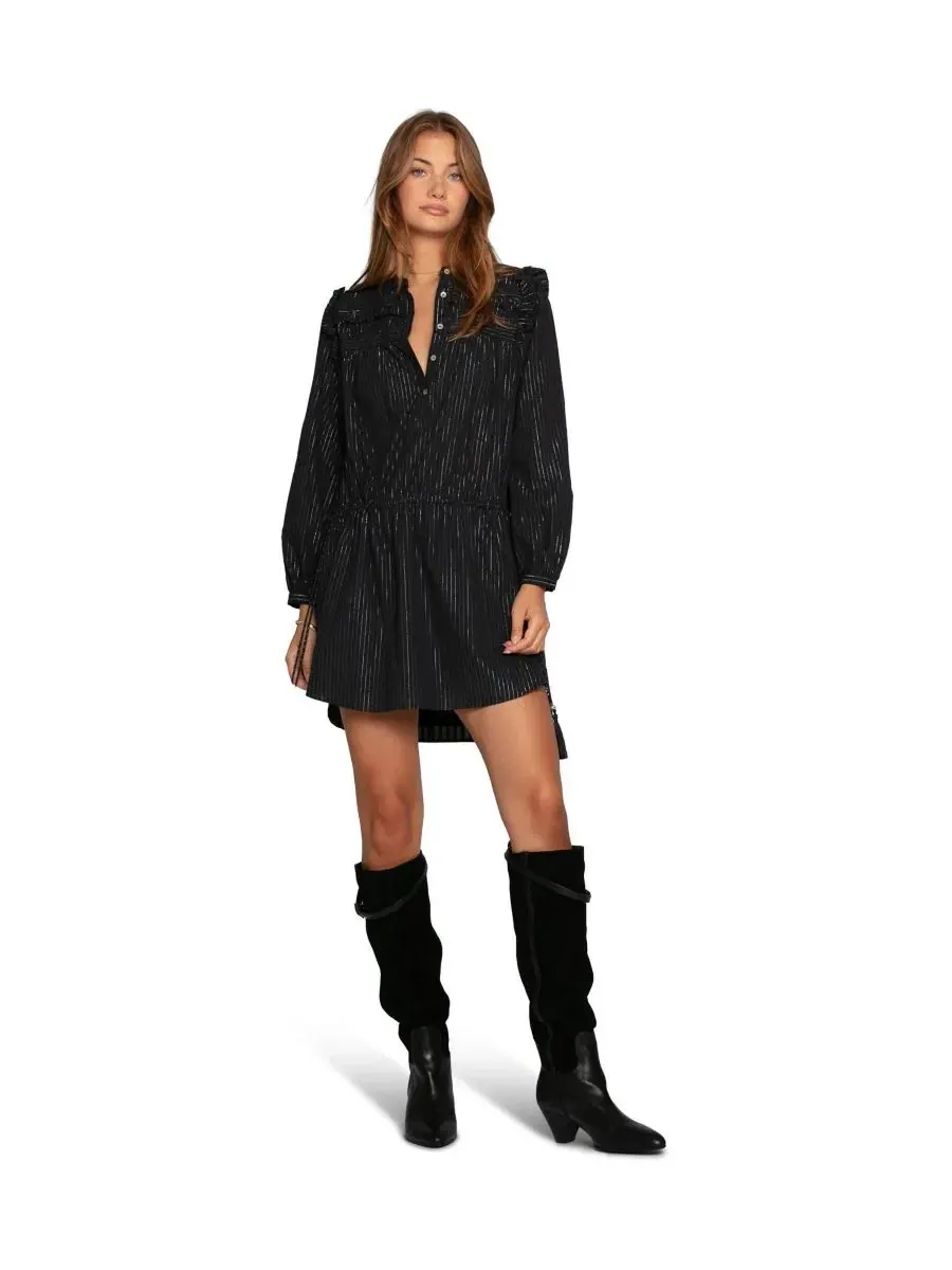 Платье мини с люрекс-полосками Off the Vine Lurex Stripe Mini Dress Belle & Bloom — изображение 2 из 5, черный