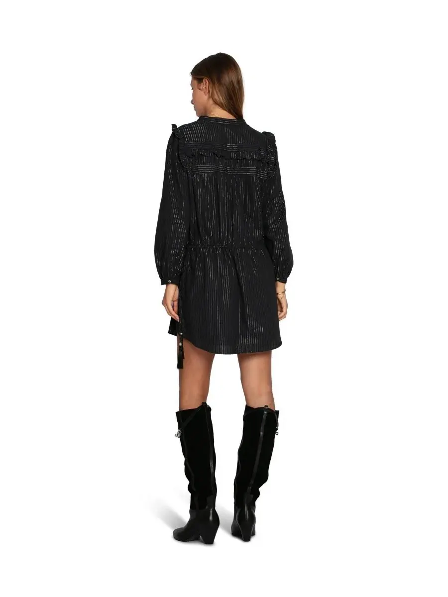 Платье мини с люрекс-полосками Off the Vine Lurex Stripe Mini Dress Belle & Bloom — изображение 4 из 5, черный