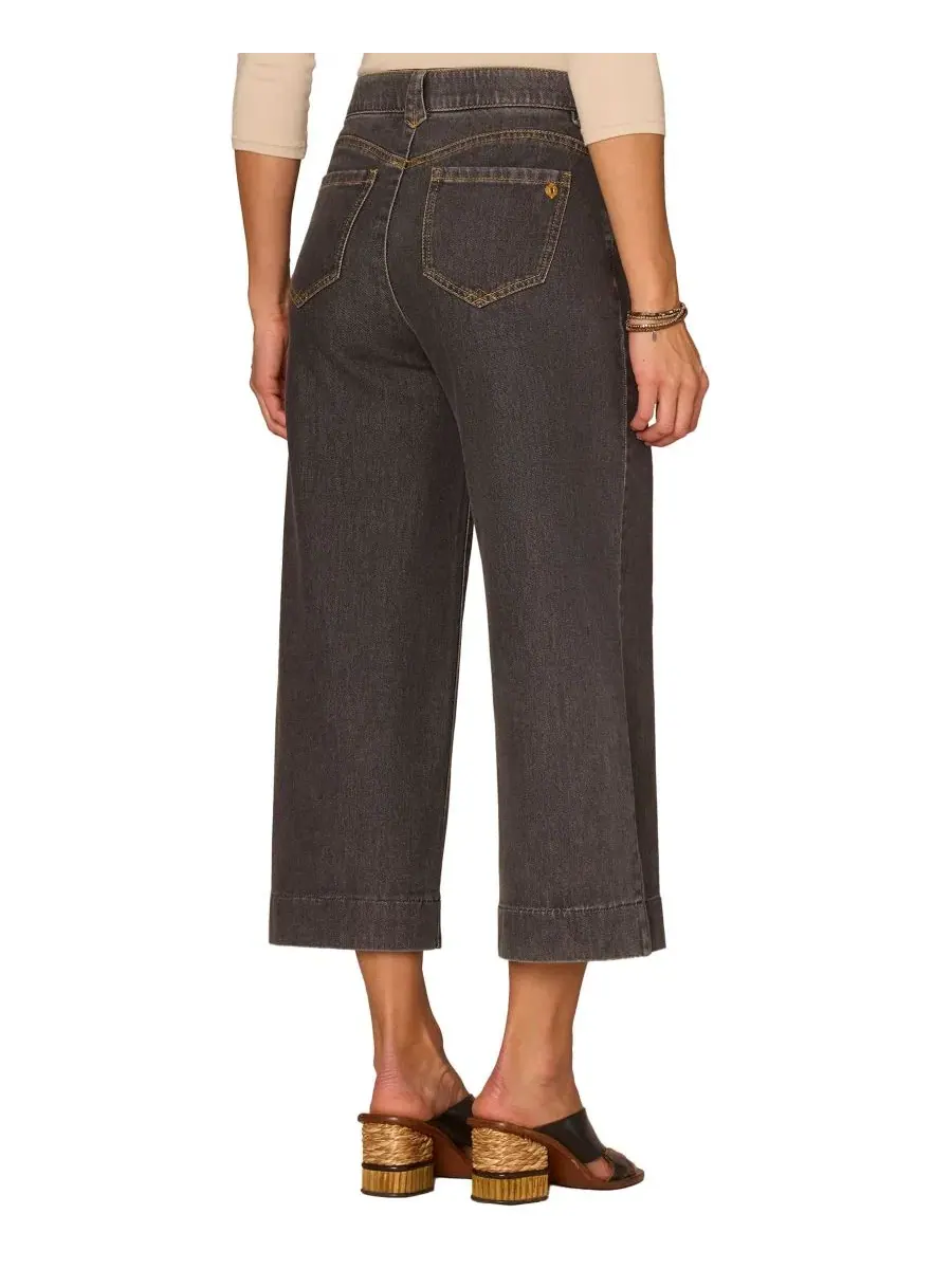 Джинсы укороченные клеш с высокой посадкой Petite Cropped Wide-Leg Jeans Democracy — изображение 3 из 3, серый