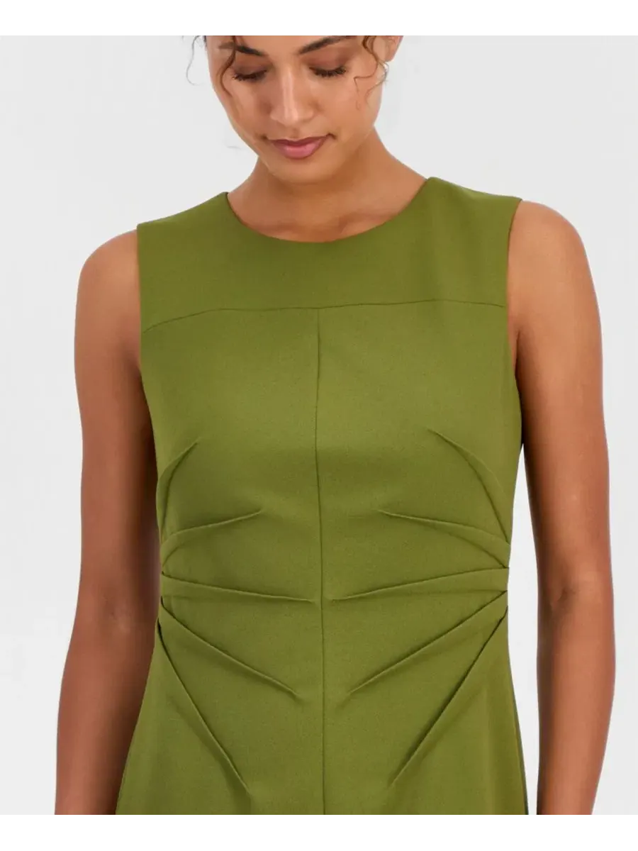 Платье-футляр с защипами-складками Anne Klein — изображение 2 из 3, зеленый