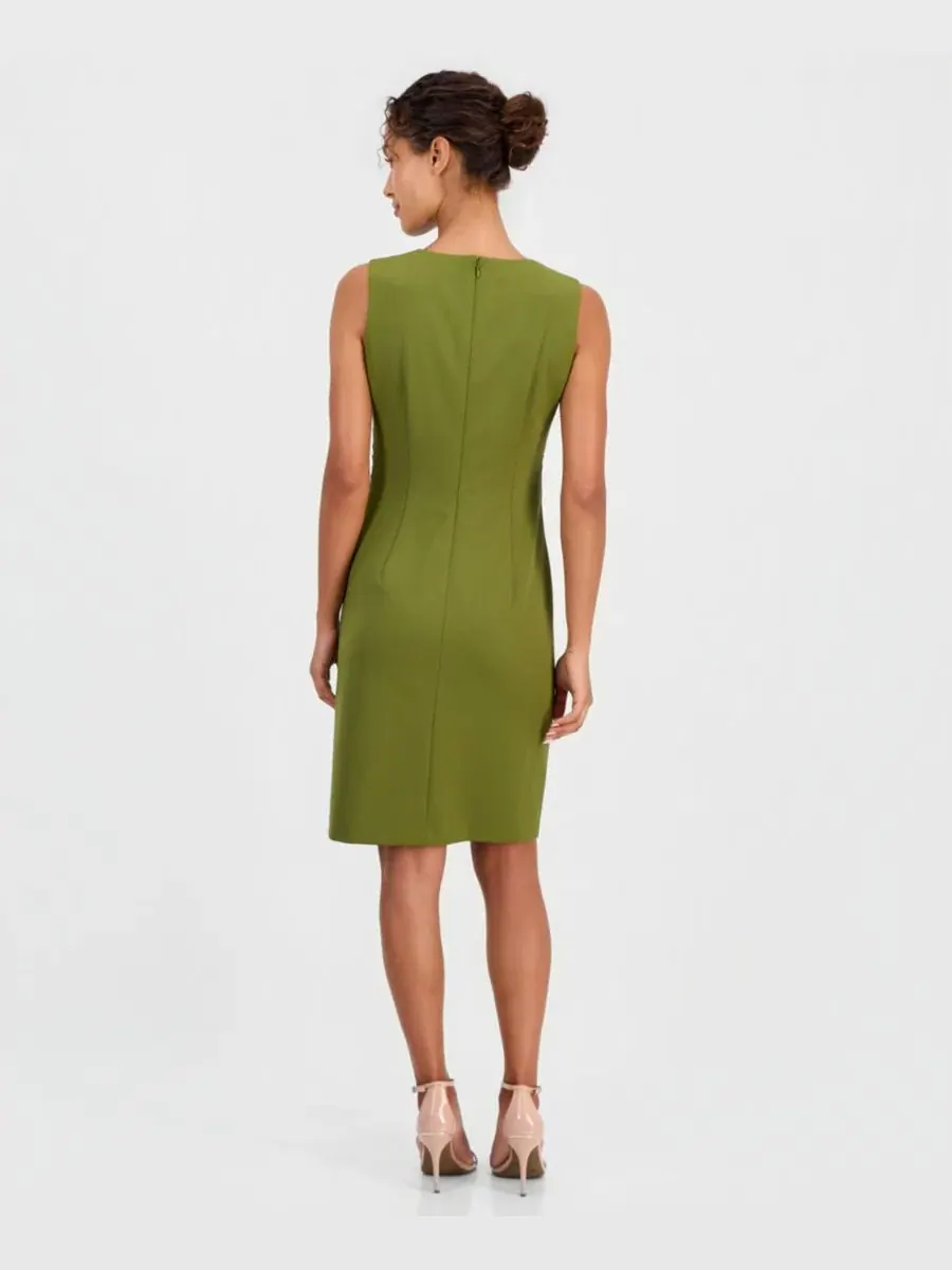 Платье-футляр с защипами-складками Anne Klein — изображение 3 из 3, зеленый